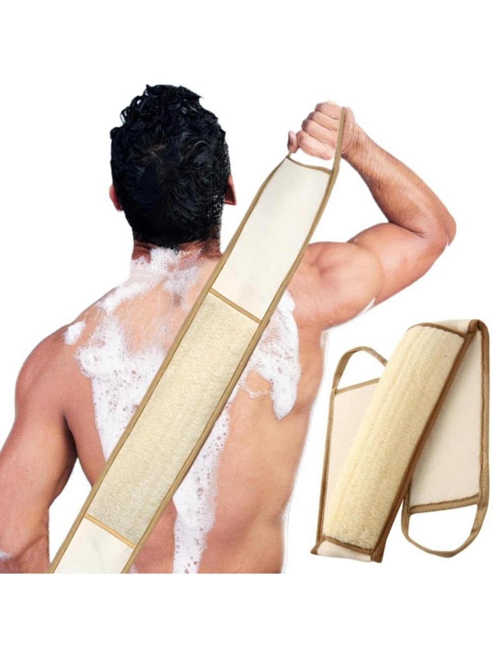 Exfoliating Natural Loofah Back Scrubber - Deep Clean Shower Sponge for All Skin